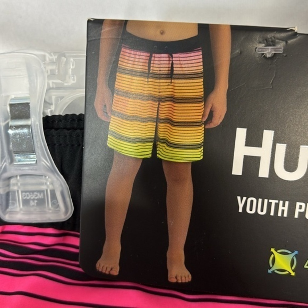 Hurley Youth multi neon color tie adjustable waist Pull-On Swim Shorts nwt